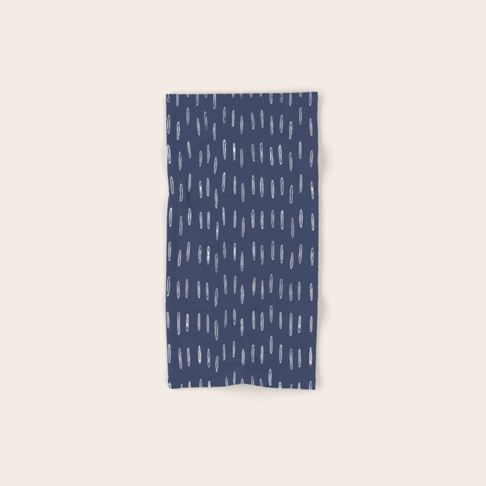 Boho Prints, Raindrops, Indigo Blue, Minimalism, Abstract Art Bath Towel