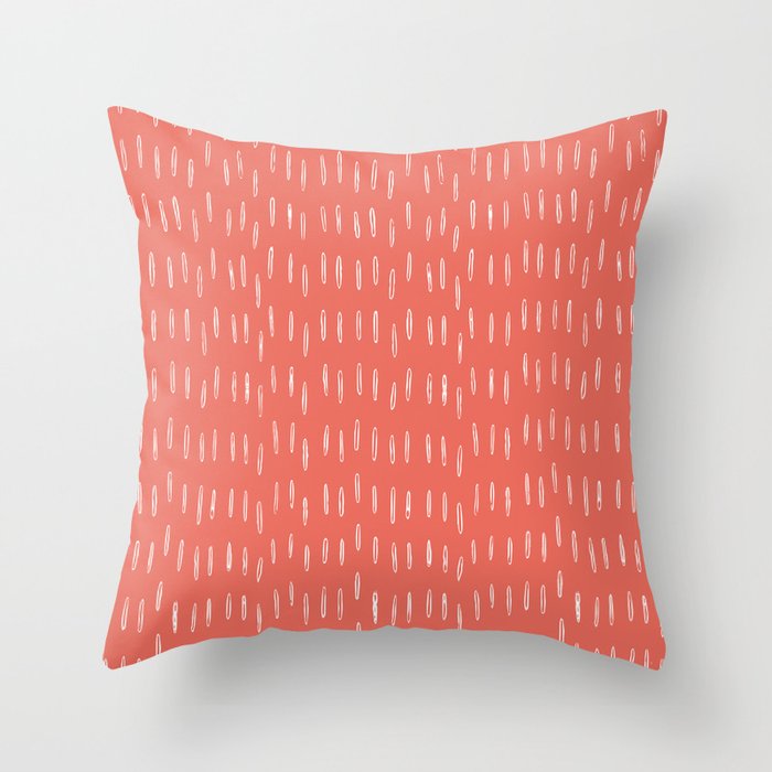 Boho, Raindrop, Mudcloth, Coral Throw Pillow