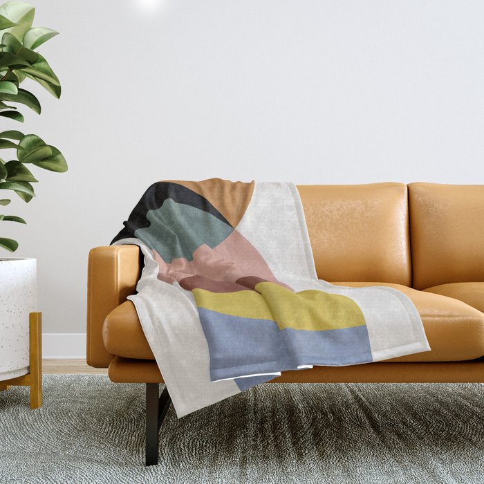 Geometric Harmony - Vintage Rainbow Colors Throw Blanket