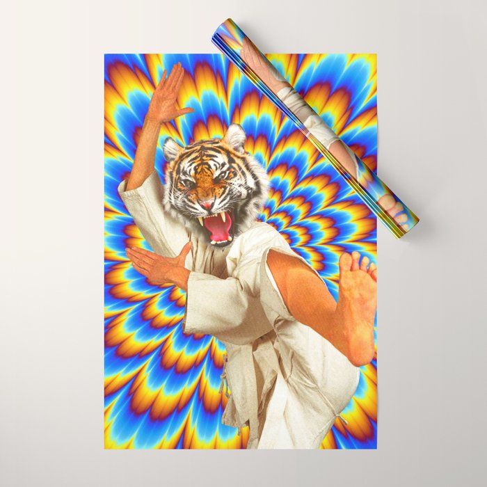 Fighting Tiger - Optical Illusion  Wrapping Paper