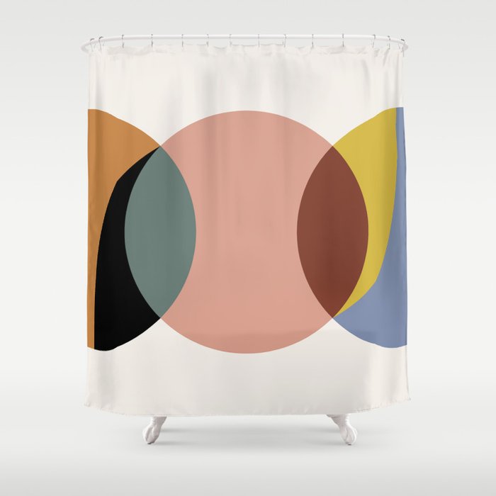 Geometric Harmony - Vintage Rainbow Colors Shower Curtain