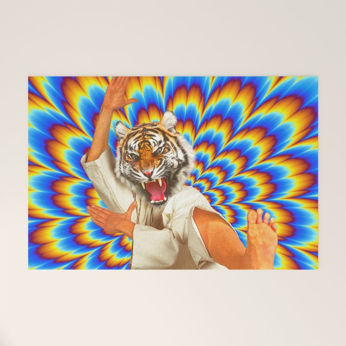 Fighting Tiger - Optical Illusion  Welcome Mat
