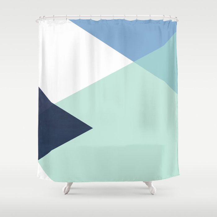 Geometrics - Seafoam & Blue Concrete Shower Curtain