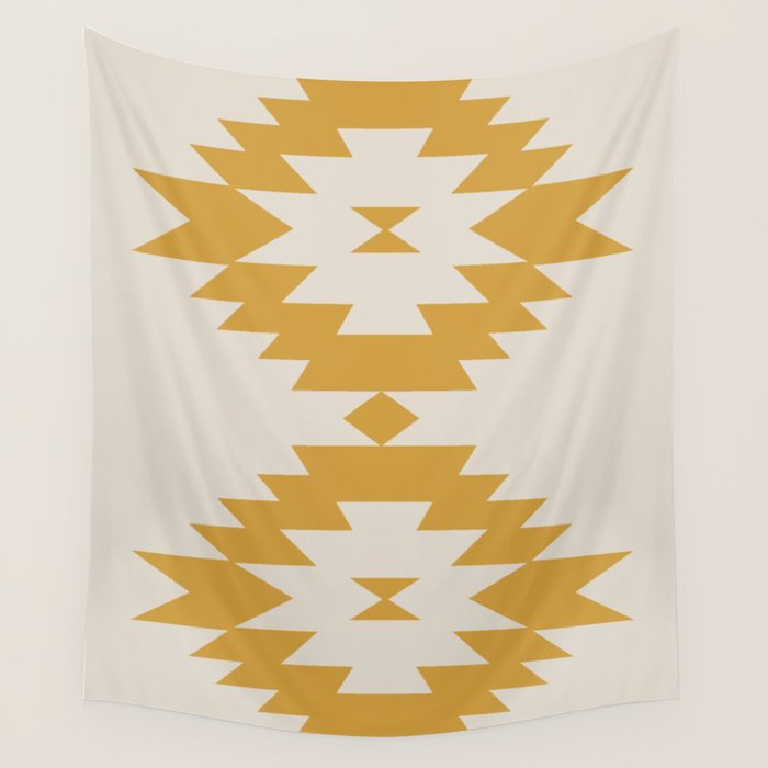 Southwestern Minimalism - Golden Yellow Neutral Beige Wall Tapestry