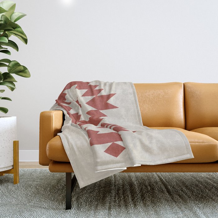 Southwestern Minimalism - Red Neutral Beige Throw Blanket