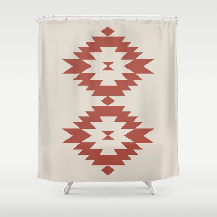 Southwestern Minimalism - Red Neutral Beige Shower Curtain