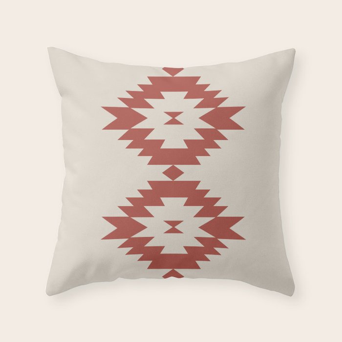 Southwestern Minimalism - Red Neutral Beige Throw Pillow