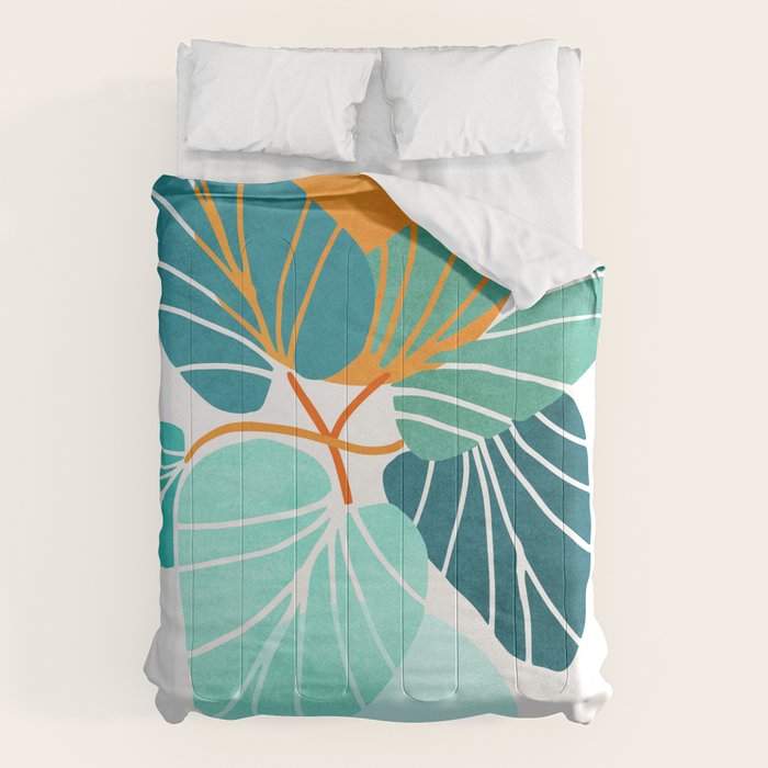 Tropical Symmetry Retro Botanic Comforter