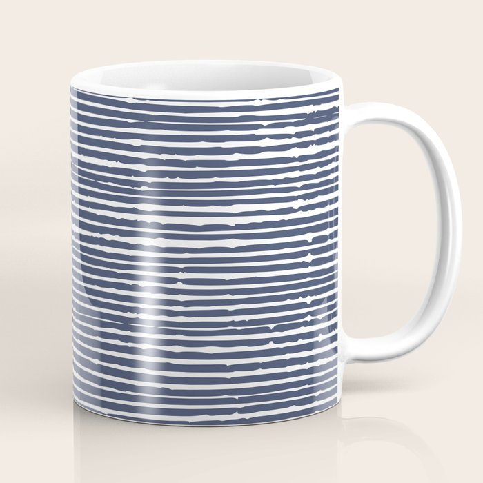 Abstract Stripes Pattern, Indigo, Navy Blue Coffee Mug
