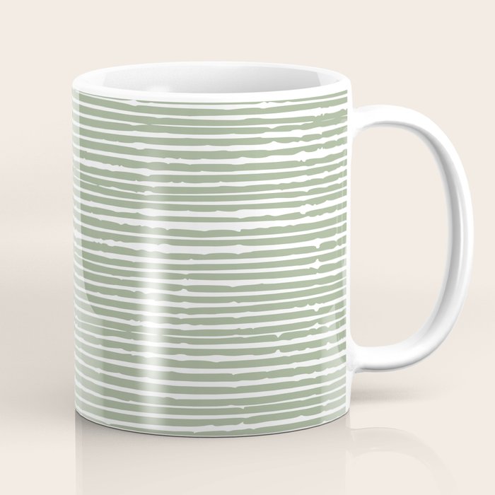 Abstract Stripes, Sage Green, Boho Wall Art Coffee Mug