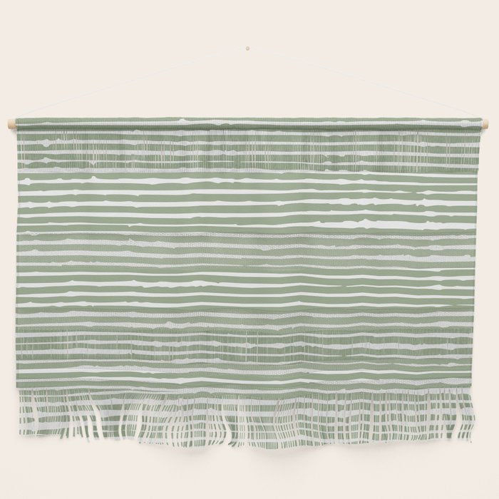 Abstract Stripes, Sage Green, Boho Wall Art Wall Hanging