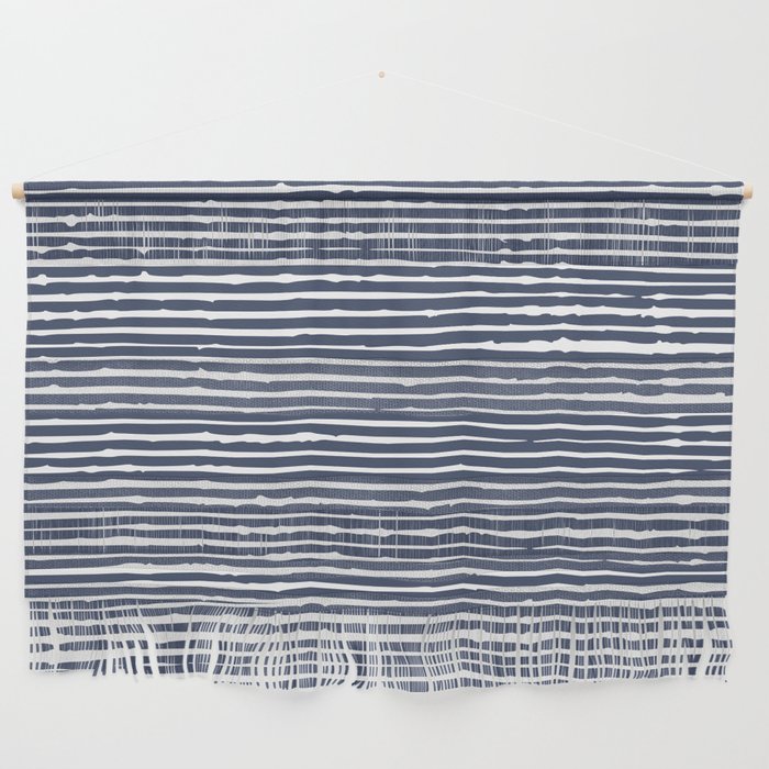 Abstract Stripes Pattern, Indigo, Navy Blue Wall Hanging