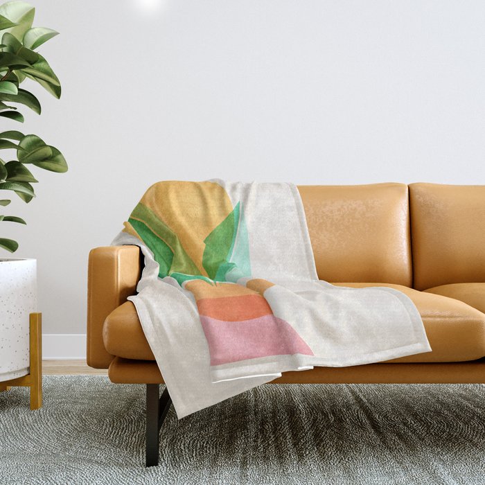 Summer Stack Abstract Plant Illustration Throw Blanket
