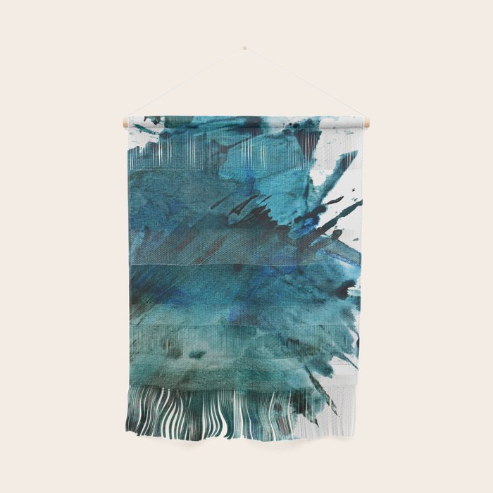 Scenic Route [2]: A Pretty, Minimal Abstract Piece In Blue And Green By Alyssa Hamilton Art Wall Hanging