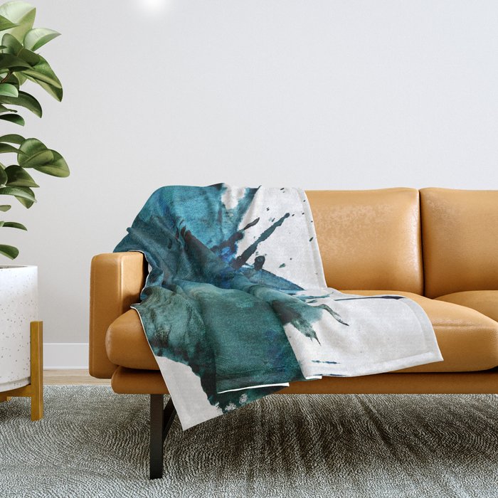 Scenic Route [2]: A Pretty, Minimal Abstract Piece In Blue And Green By Alyssa Hamilton Art Throw Blanket