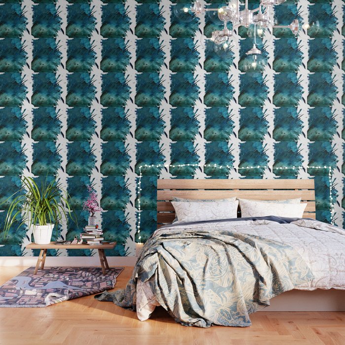 Scenic Route [2]: A Pretty, Minimal Abstract Piece In Blue And Green By Alyssa Hamilton Art Wallpaper