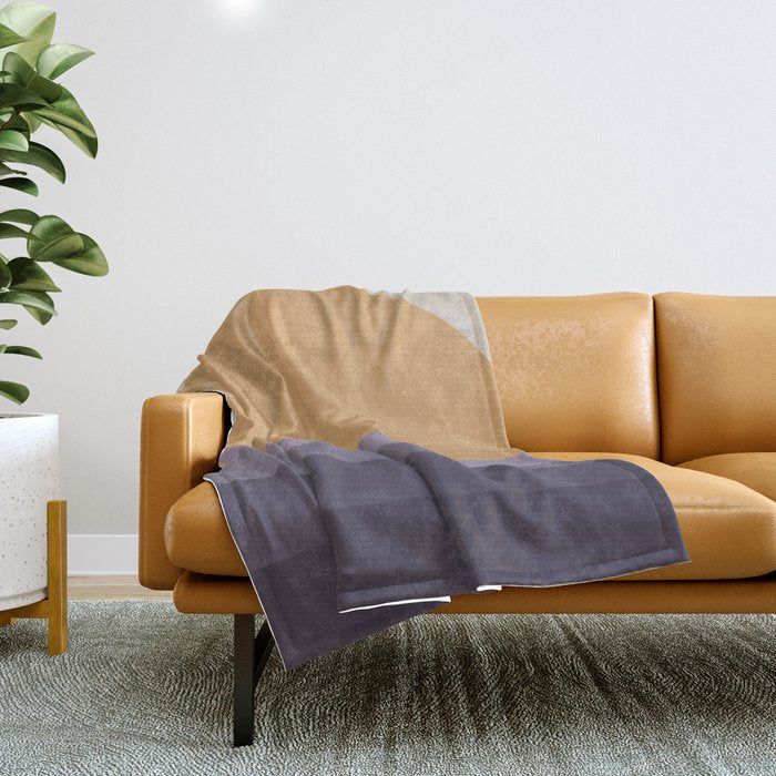 Minimal Retro Sunset Sunrise - Purple Mauve Dusk Throw Blanket