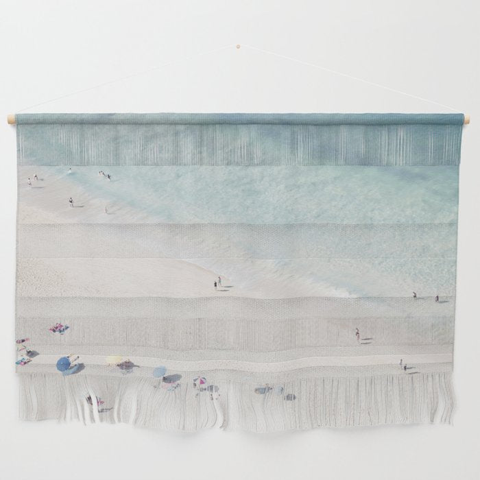 Summer Seaside Beach Print - Aerial Ocean Crowded Beach Sea Photography By Ingrid Beddoes Wall Hanging