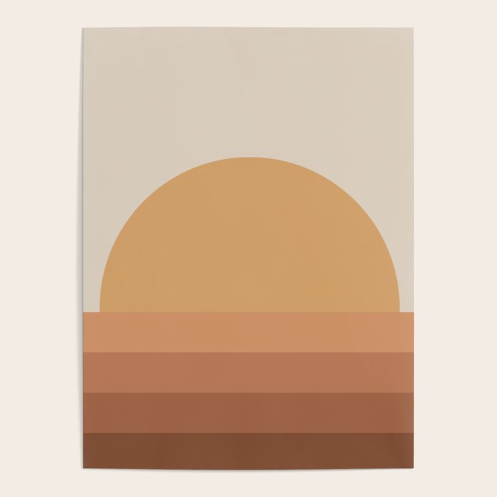 Minimal Retro Sunset Sunrise - Neutral Desert Orange Poster