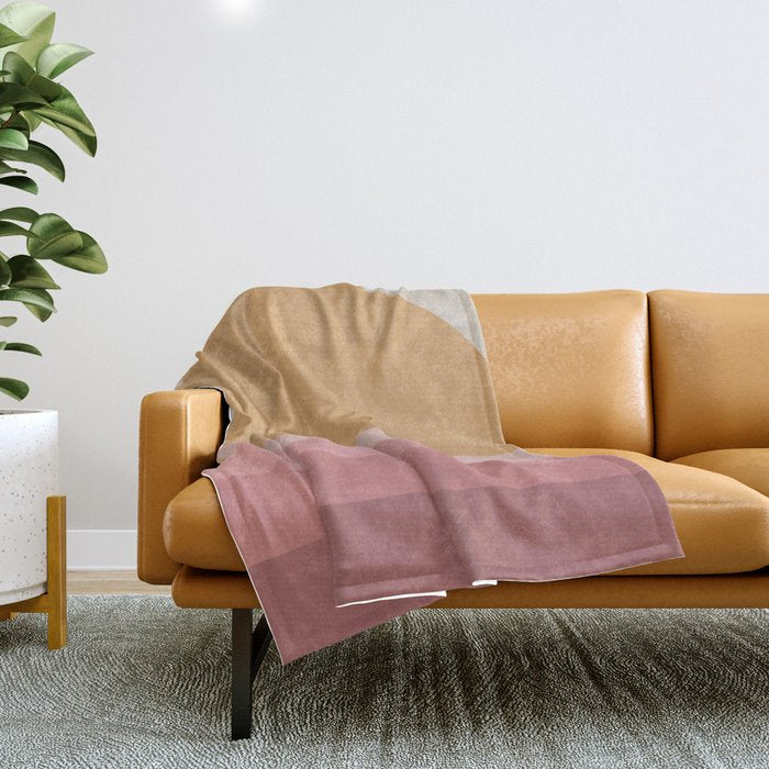 Minimal Retro Sunset Sunrise - Neutral Pink Throw Blanket