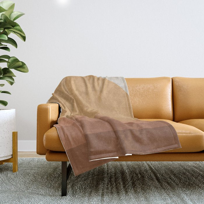 Minimal Retro Sunset Sunrise - Neutral Desert Orange Throw Blanket