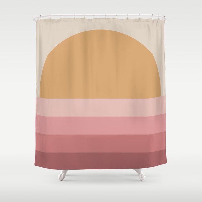 Minimal Retro Sunset Sunrise - Neutral Pink Shower Curtain