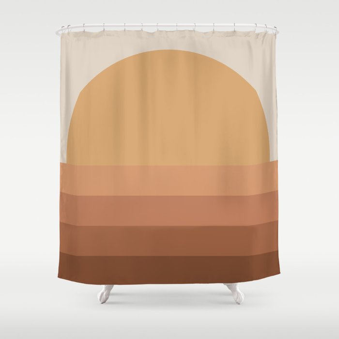Minimal Retro Sunset Sunrise - Neutral Desert Orange Shower Curtain