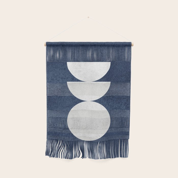 Woodblock Navy 2 Mid Century Modern Wall Hanging