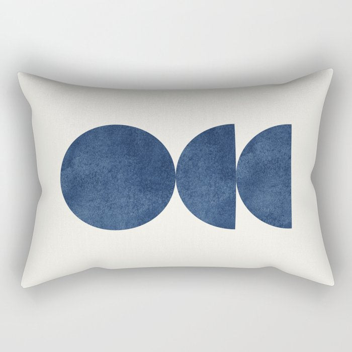 Woodblock Navy Blue Mid Century Modern Rectangular Pillow