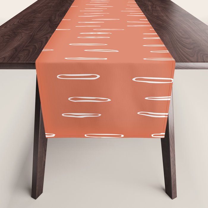 Boho, Raindrops Pattern In Terracotta Table Runner
