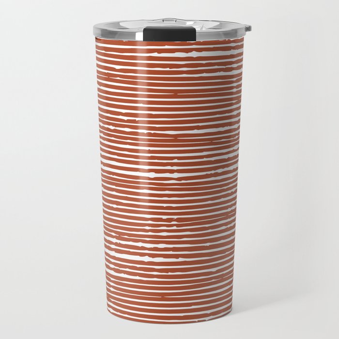 Rustic, Abstract Stripes Pattern In Terracotta Travel Mug