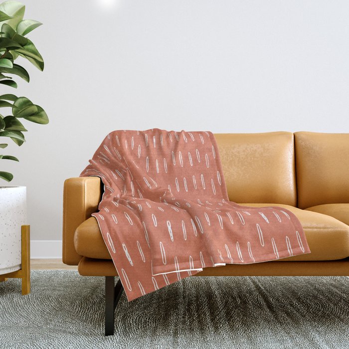 Boho, Raindrops Pattern In Terracotta Throw Blanket