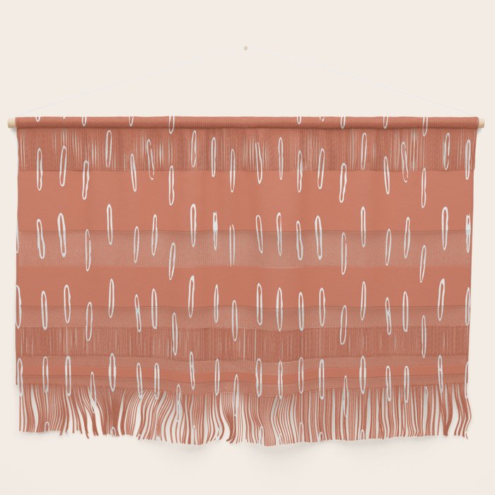 Boho, Raindrops Pattern In Terracotta Wall Hanging