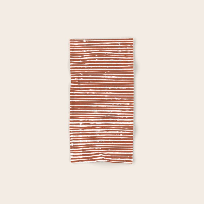 Rustic, Abstract Stripes Pattern In Terracotta Bath Towel