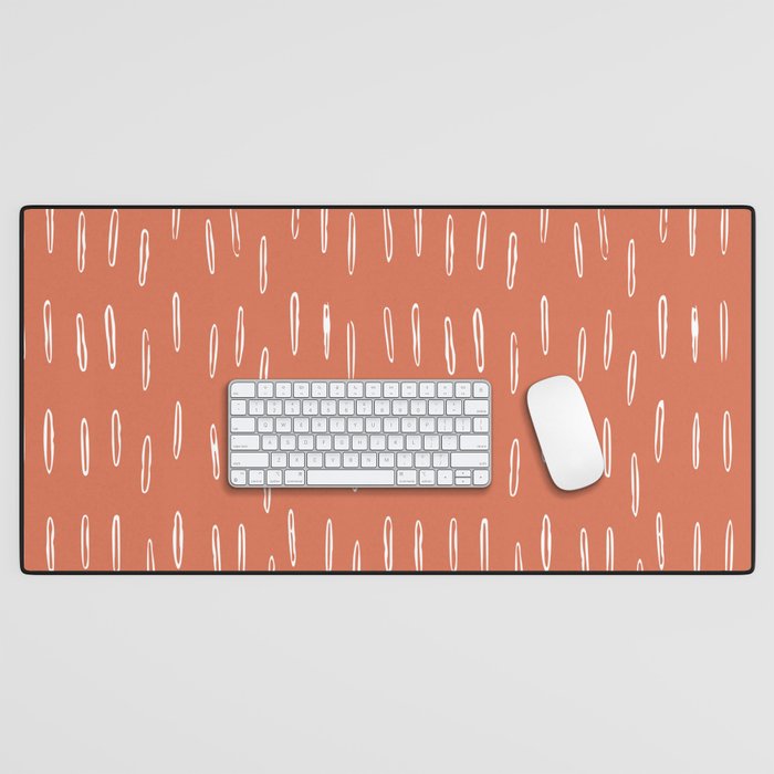 Boho, Raindrops Pattern In Terracotta Desk Mat