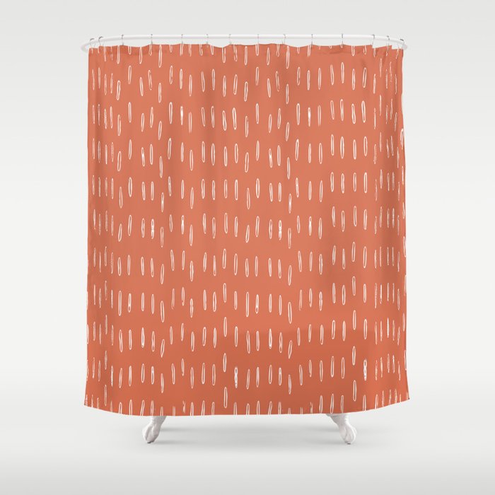 Boho, Raindrops Pattern In Terracotta Shower Curtain