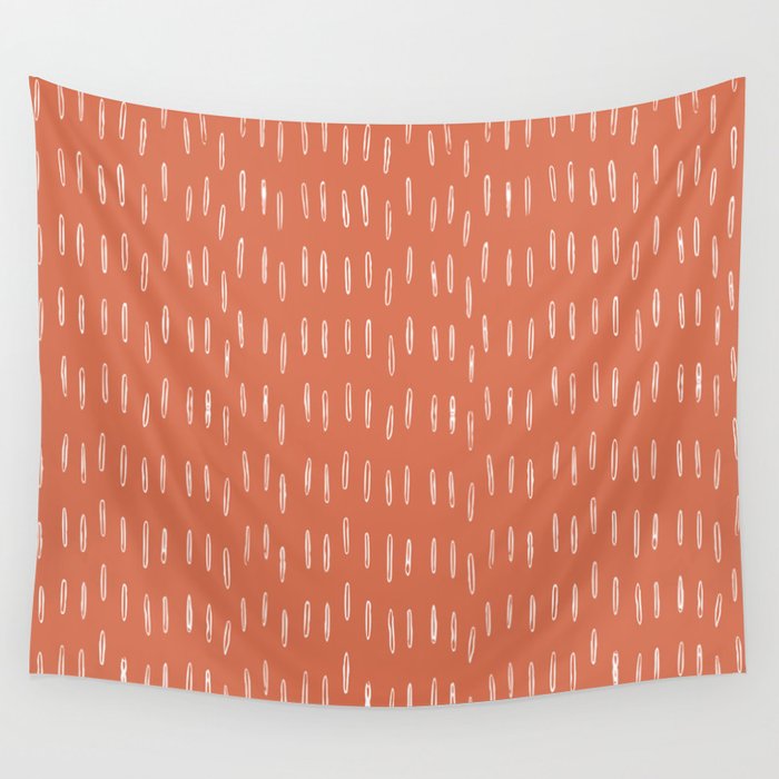 Boho, Raindrops Pattern In Terracotta Wall Tapestry