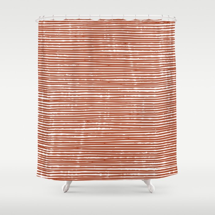 Rustic, Abstract Stripes Pattern In Terracotta Shower Curtain