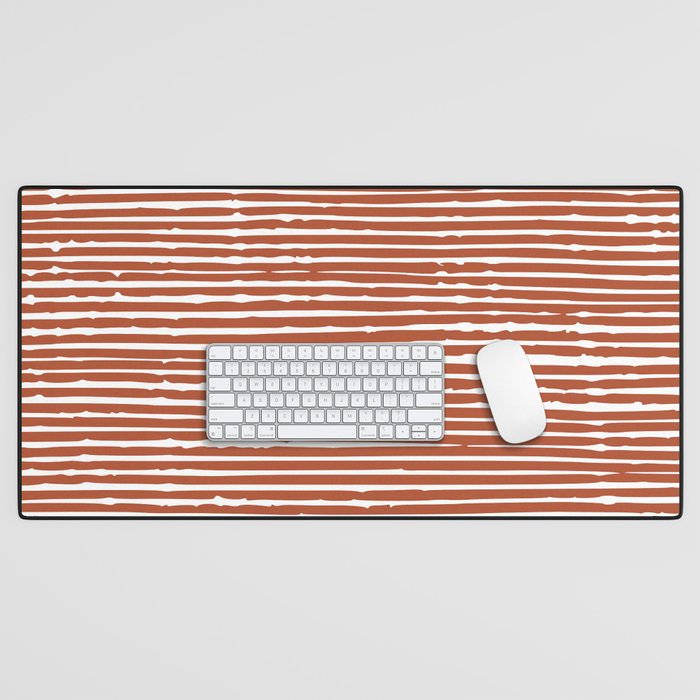 Rustic, Abstract Stripes Pattern In Terracotta Desk Mat