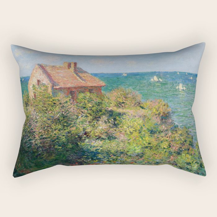 Fisherman'S Cottage On The Cliffs At Varengeville Claude Monet Rectangular Pillow