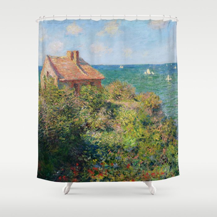 Fisherman'S Cottage On The Cliffs At Varengeville Claude Monet Shower Curtain