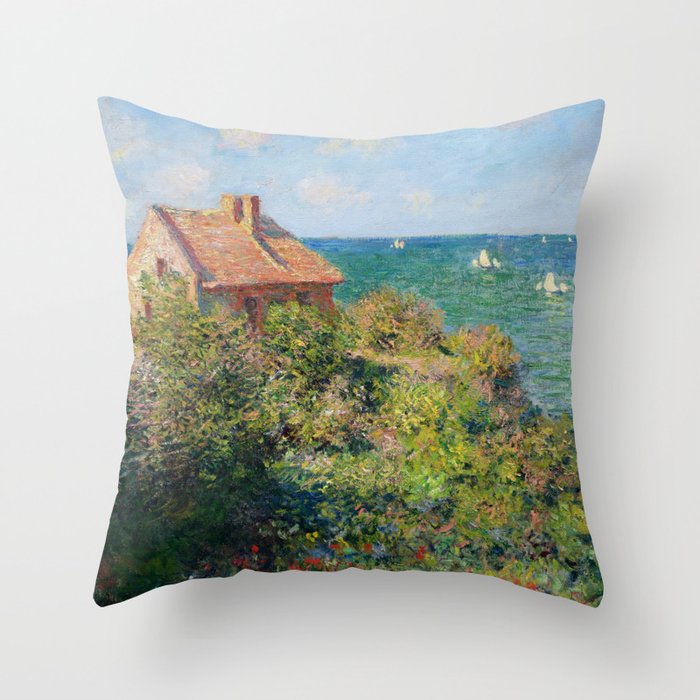 Fisherman'S Cottage On The Cliffs At Varengeville Claude Monet Throw Pillow