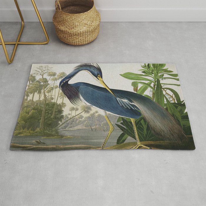 John James Audubon Louisiana Heron Painting Rug