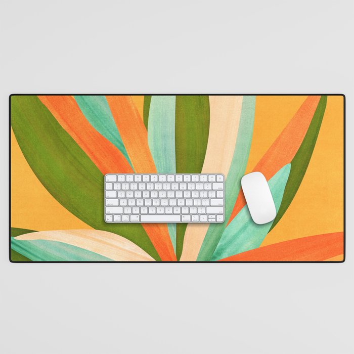 Summer Cactus Botanical Painting Desk Mat