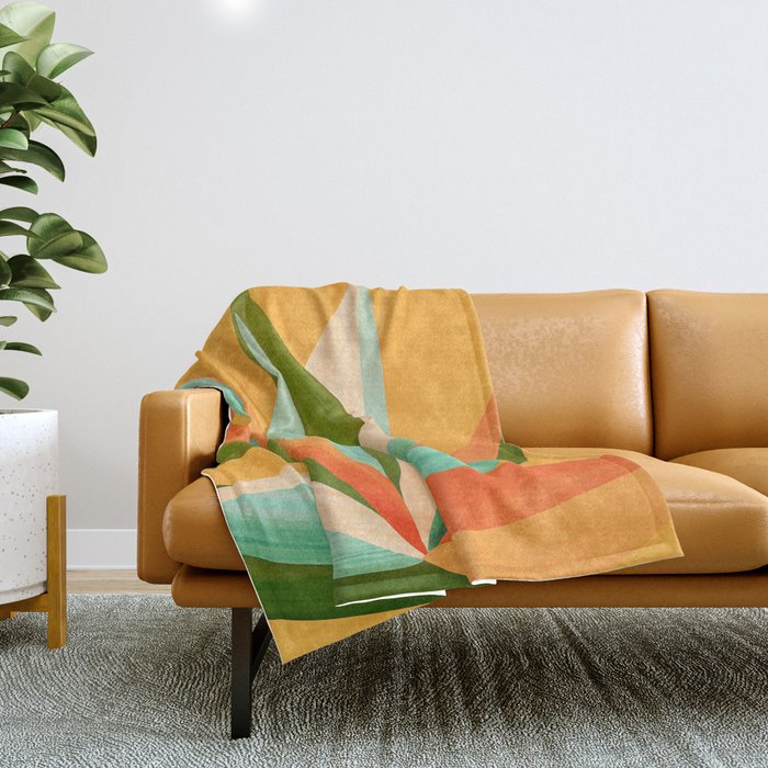 Summer Cactus Botanical Painting Throw Blanket
