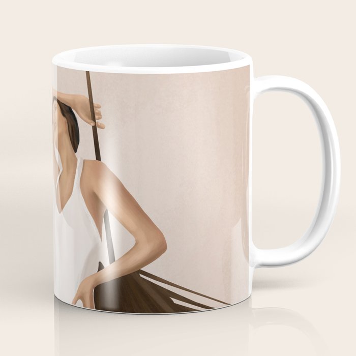 Minimal Woman With A Palm Leaf Coffee Mug