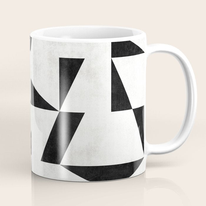 Mid-Century Modern Pattern No.11 - Black And White Conrete Coffee Mug