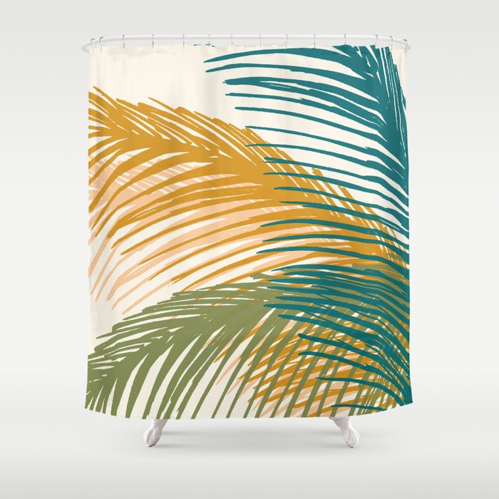 Golden Hour Palms Modern Botanical Shower Curtain