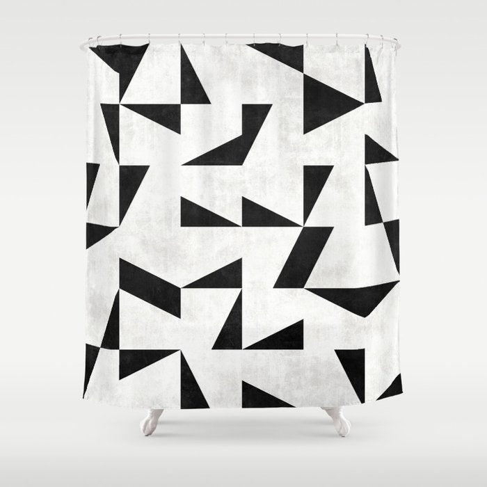 Mid-Century Modern Pattern No.11 - Black And White Conrete Shower Curtain