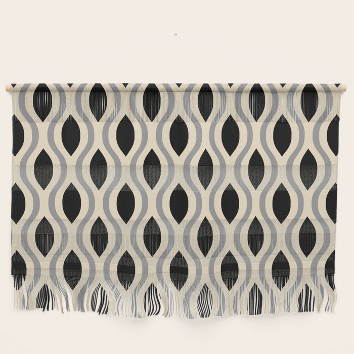 Retro Ogee Pattern 446 Black Beige And Gray Wall Hanging